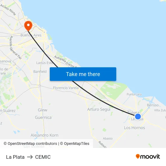 La Plata to CEMIC map