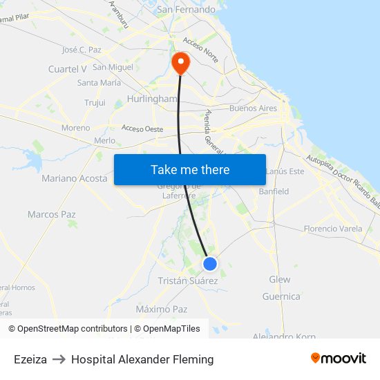 Ezeiza to Hospital Alexander Fleming map