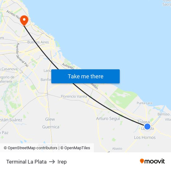 Terminal La Plata to Irep map