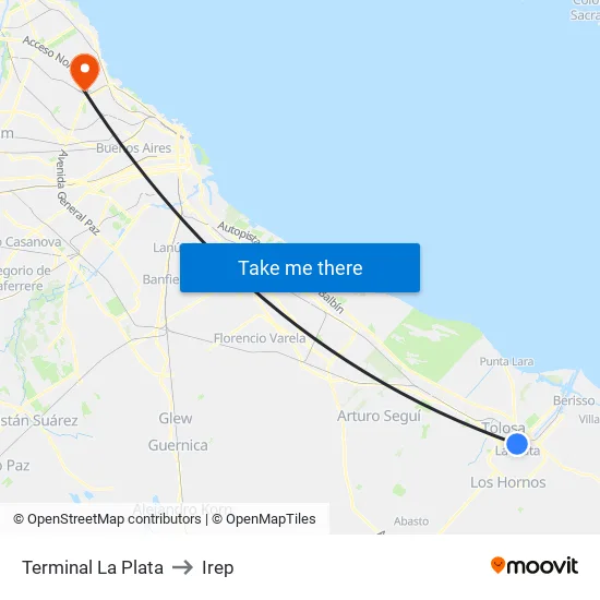 Terminal La Plata to Irep map