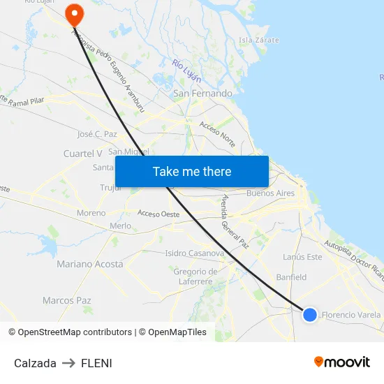 Calzada to FLENI map