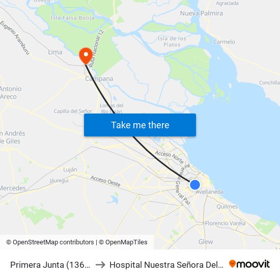 Primera Junta (136 - 163) to Hospital Nuestra Señora Del Carmen map