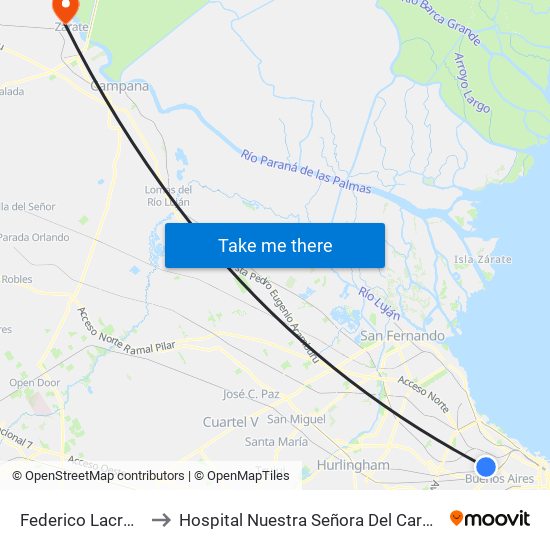 Federico Lacroze to Hospital Nuestra Señora Del Carmen map