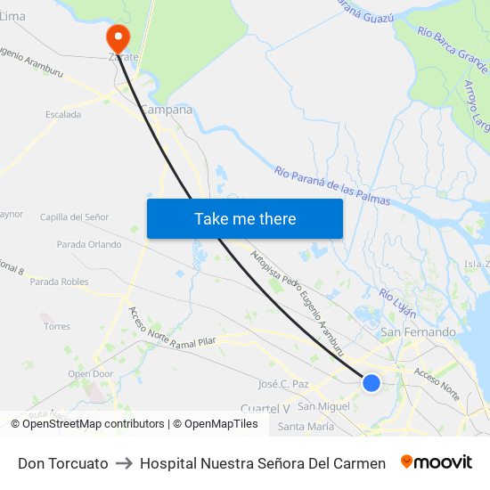 Don Torcuato to Hospital Nuestra Señora Del Carmen map