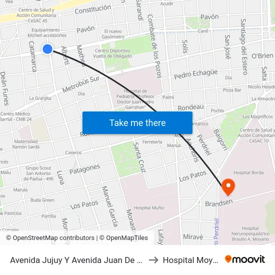 Avenida Jujuy Y Avenida Juan De Garay to Hospital Moyano map
