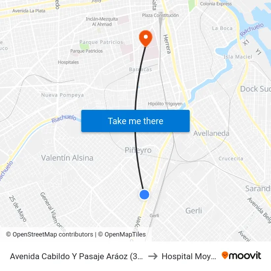 Avenida Cabildo Y Pasaje Aráoz (37 - 79) to Hospital Moyano map