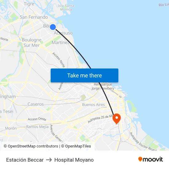 Estación Beccar to Hospital Moyano map
