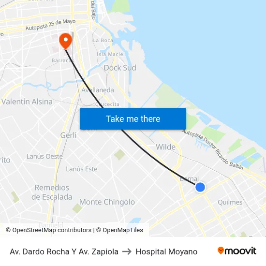 Av. Dardo Rocha Y Av. Zapiola to Hospital Moyano map