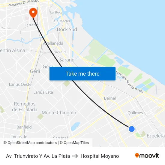 Av. Triunvirato Y Av. La Plata to Hospital Moyano map