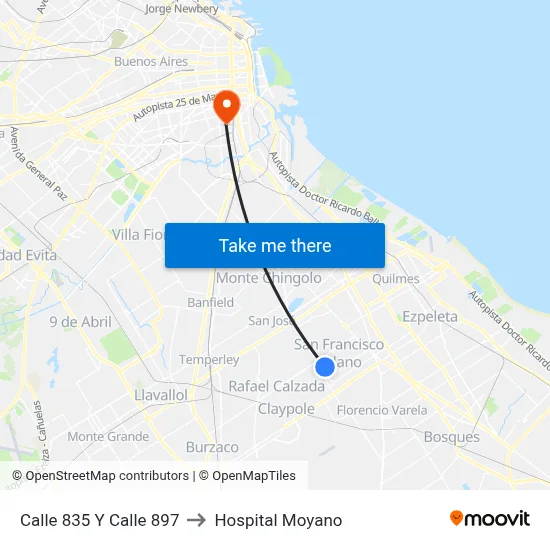 Calle 835 Y Calle 897 to Hospital Moyano map