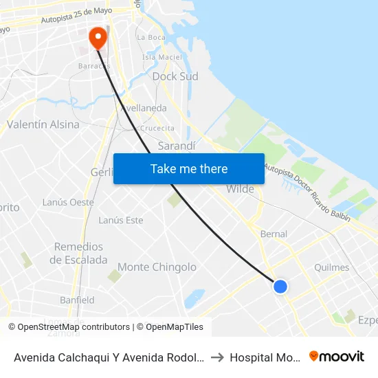 Avenida Calchaqui Y Avenida Rodolfo López to Hospital Moyano map