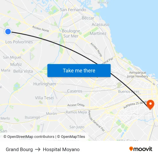 Grand Bourg to Hospital Moyano map