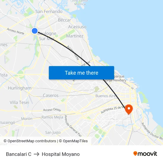 Bancalari C to Hospital Moyano map