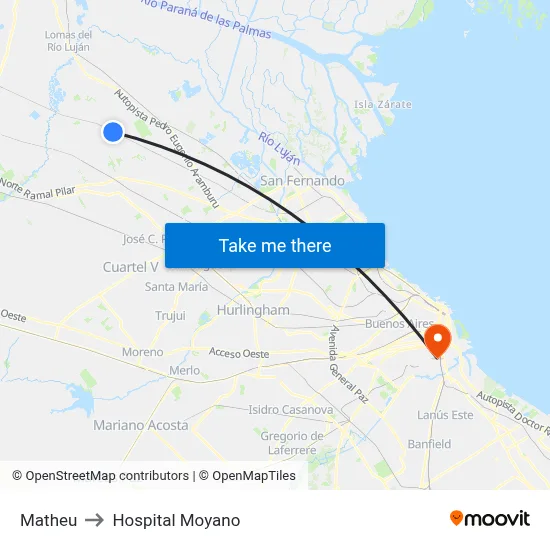Matheu to Hospital Moyano map