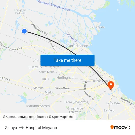 Zelaya to Hospital Moyano map