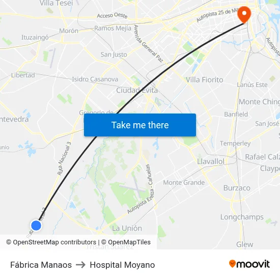 Fábrica Manaos to Hospital Moyano map