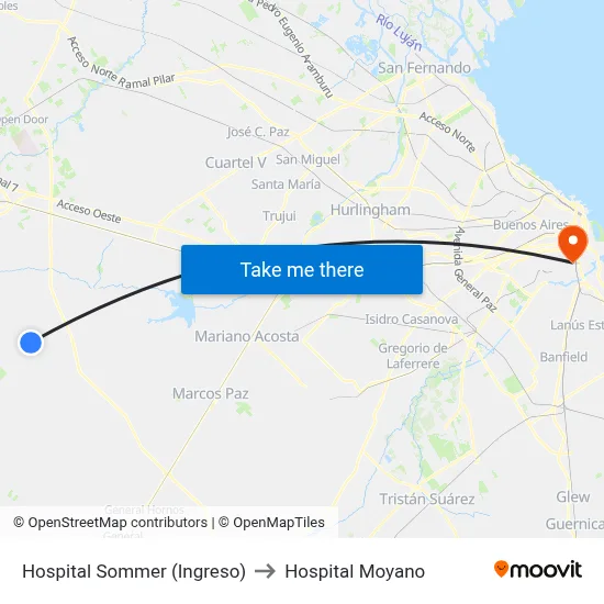 Hospital Sommer (Ingreso) to Hospital Moyano map