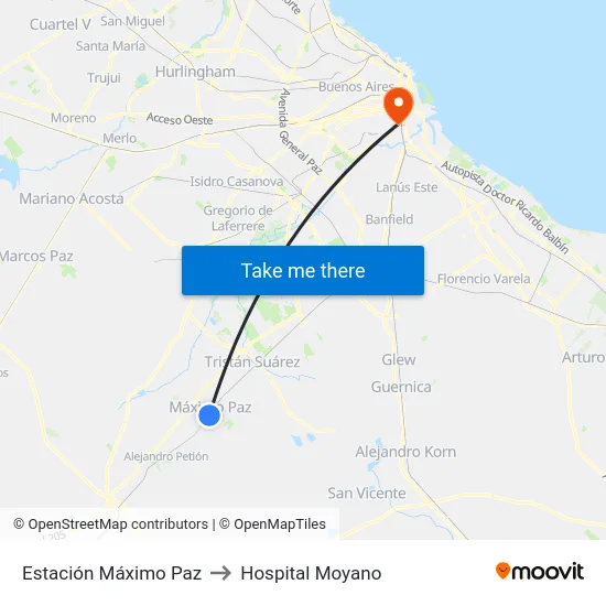 Estación Máximo Paz to Hospital Moyano map