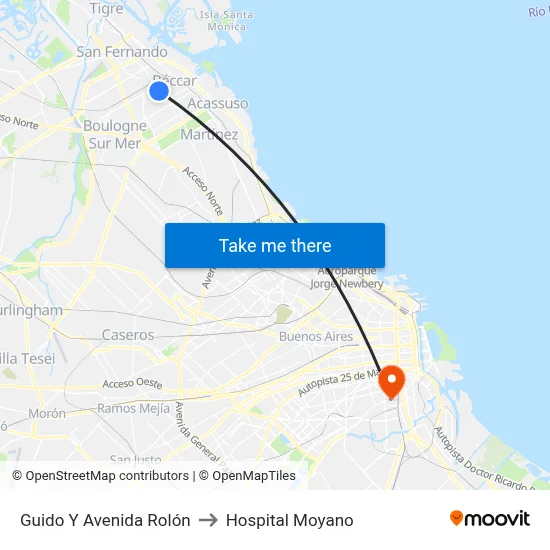 Guido Y Avenida Rolón to Hospital Moyano map