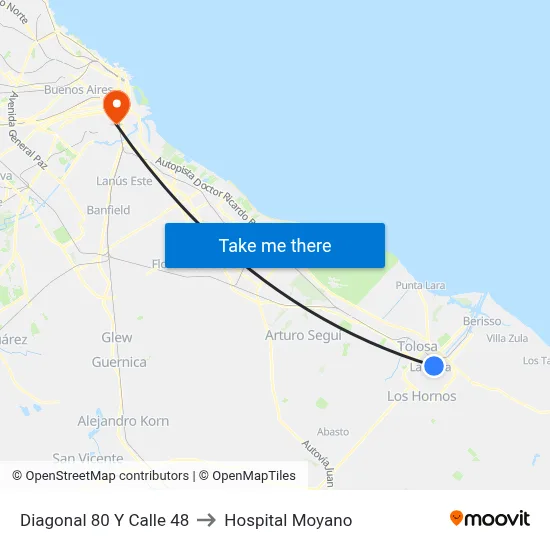 Diagonal 80 Y Calle 48 to Hospital Moyano map
