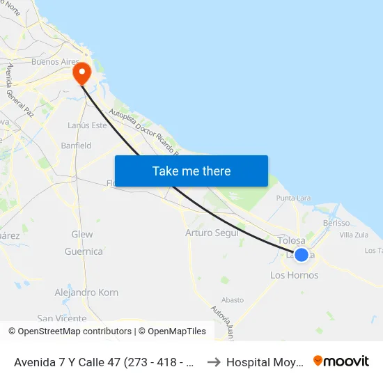 Avenida 7 Y Calle 47 (273 - 418 - Norte) to Hospital Moyano map