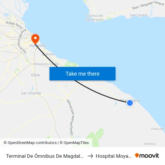 Terminal De Ómnibus De Magdalena to Hospital Moyano map