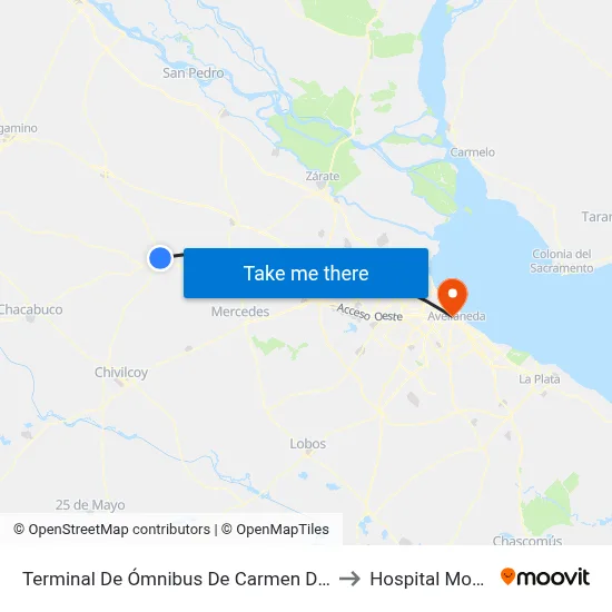 Terminal De Ómnibus De Carmen De Areco to Hospital Moyano map