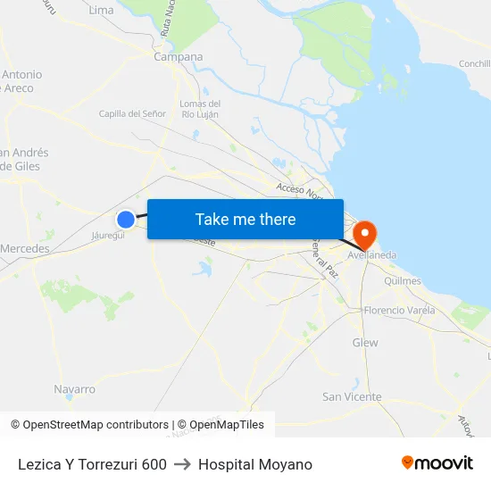 Lezica Y Torrezuri 600 to Hospital Moyano map