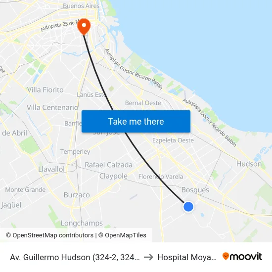 Av. Guillermo Hudson (324-2, 324-9) to Hospital Moyano map