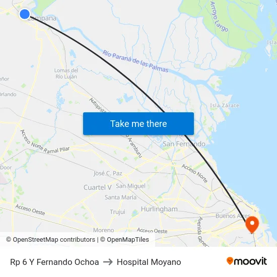 Rp 6 Y Fernando Ochoa to Hospital Moyano map