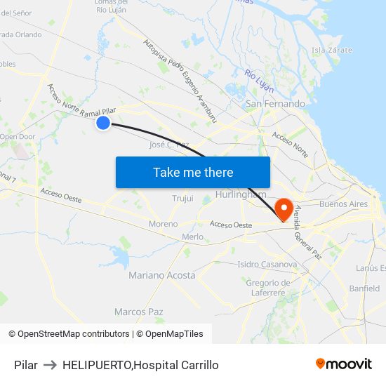 Pilar to HELIPUERTO,Hospital Carrillo map