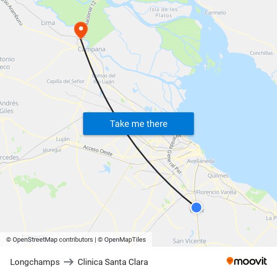 Longchamps to Clinica Santa Clara map