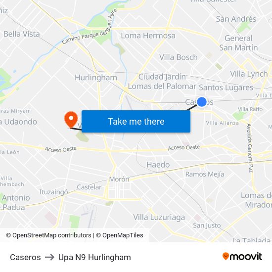 Caseros to Upa N9 Hurlingham map