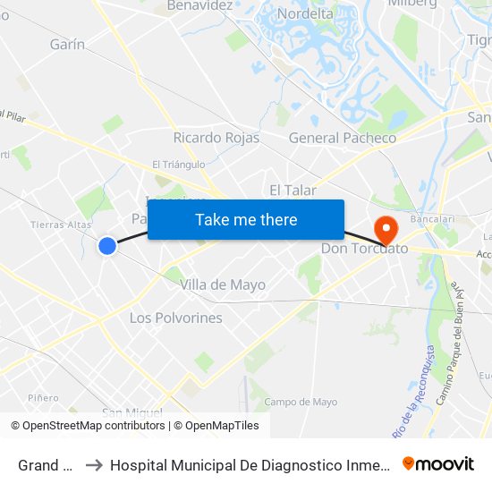 Grand Bourg to Hospital Municipal De Diagnostico Inmediato Don Torcuato map