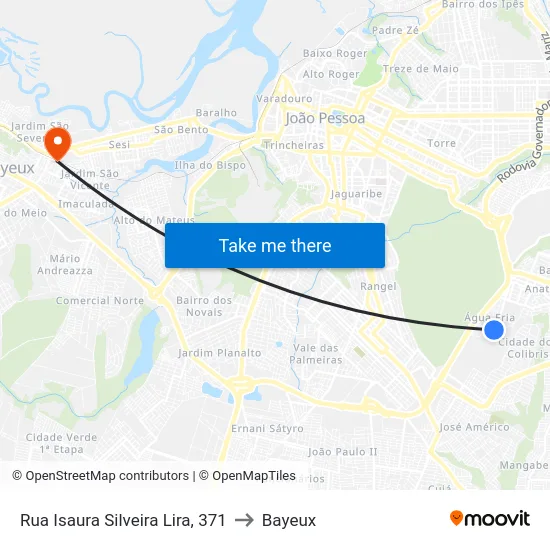 Rua Isaura Silveira Lira, 371 to Bayeux map