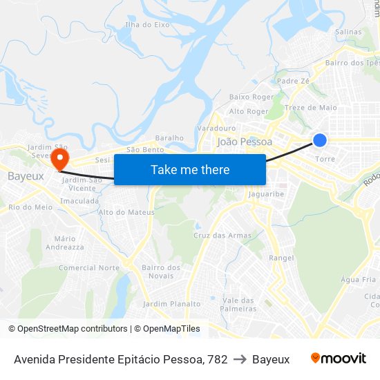 Avenida Presidente Epitácio Pessoa, 782 to Bayeux map