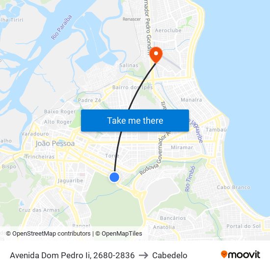 Avenida Dom Pedro Ii, 2680-2836 to Cabedelo map