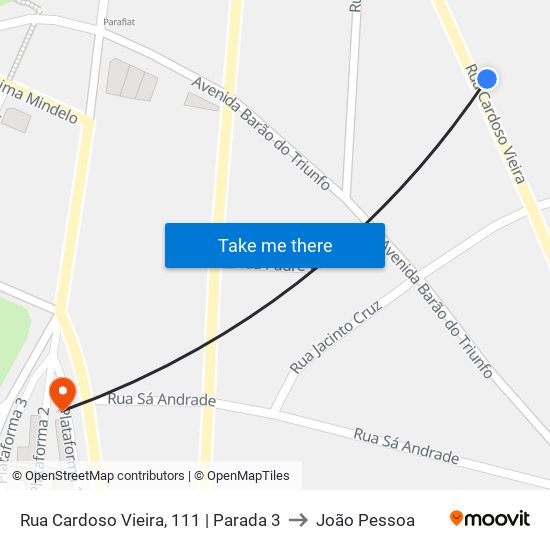 Rua Cardoso Vieira, 111 | Parada 3 to João Pessoa map