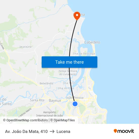 Av. João Da Mata, 410 to Lucena map
