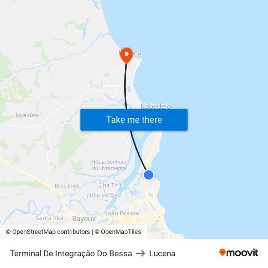 Terminal De Integração Do Bessa to Lucena map