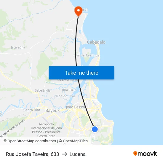 Rua Josefa Taveira, 633 to Lucena map