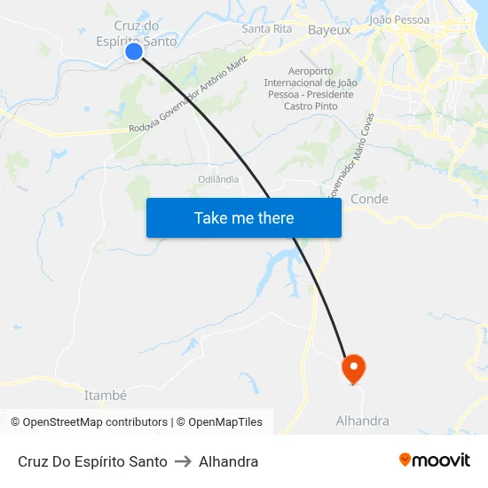 Cruz Do Espírito Santo to Alhandra map