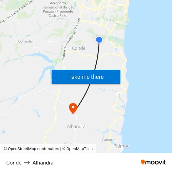 Conde to Alhandra map