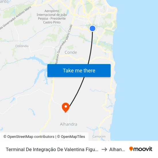 Terminal De Integração De Valentina Figueiredo to Alhandra map
