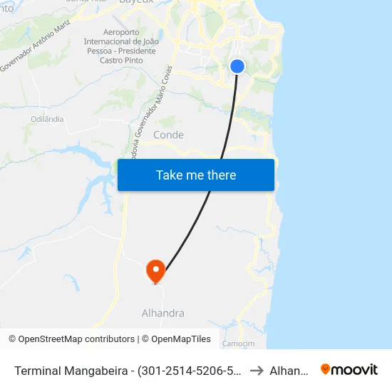 Terminal Mangabeira - (301-2514-5206-5600) to Alhandra map