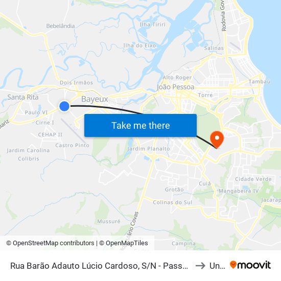 Rua Barão Adauto Lúcio Cardoso, S/N - Passarela Várzea Nova to Unipê map