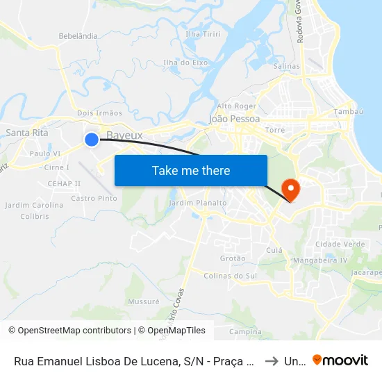 Rua Emanuel Lisboa De Lucena, S/N - Praça Do Lot. Boa Vista to Unipê map