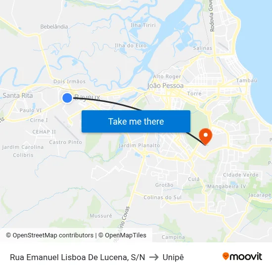 Rua Emanuel Lisboa De Lucena, S/N to Unipê map