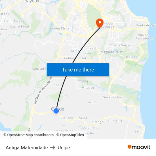Rua Manoel Alves 31 to Unipê map