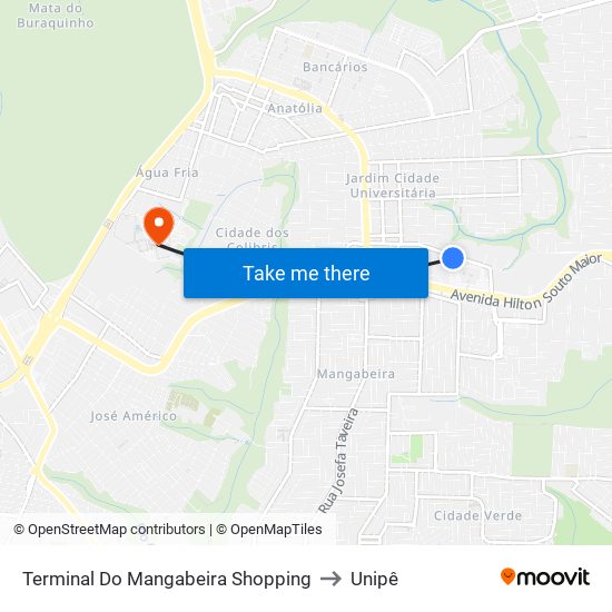 Terminal Do Mangabeira Shopping to Unipê map